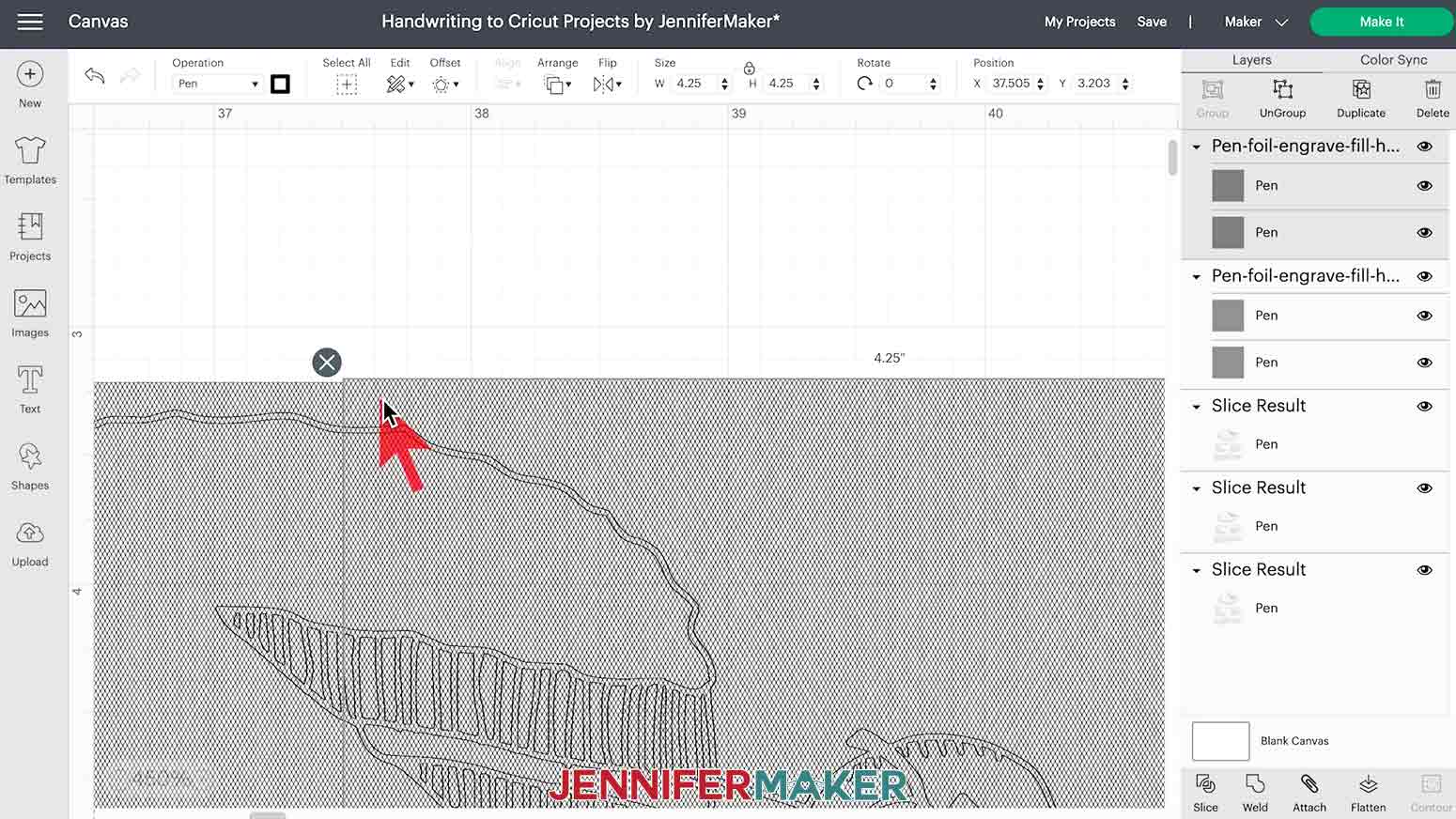 Aligning duplicated crosshatch layers next to each other for filling handwriting