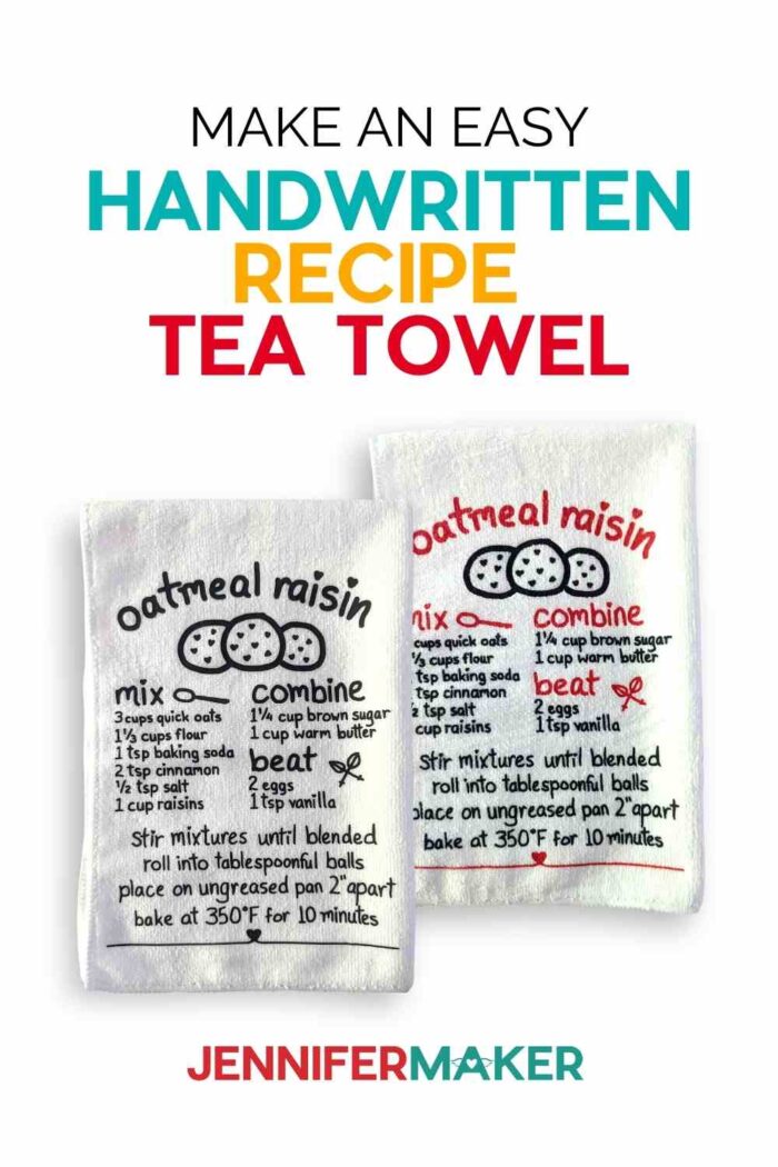 Handwritten recipe on tea towels