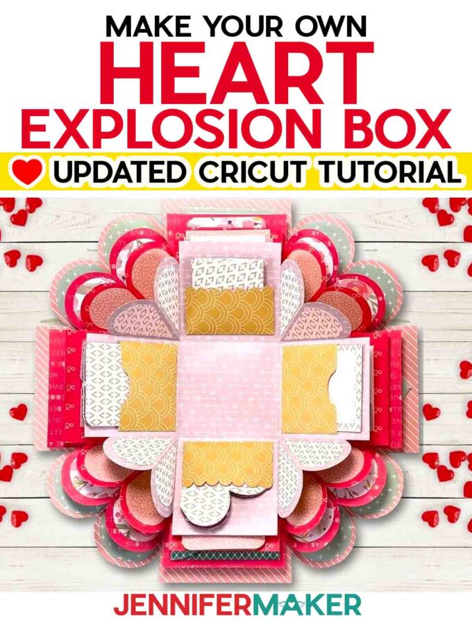 Make a beautiful heart explosion box to give as an amazing gift! Free SVG cut file , PDF patterns, and full instructions to make this on your Cricut at home!