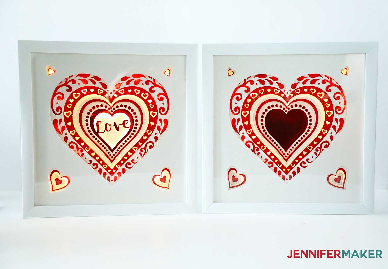 Heart layered frames with lights