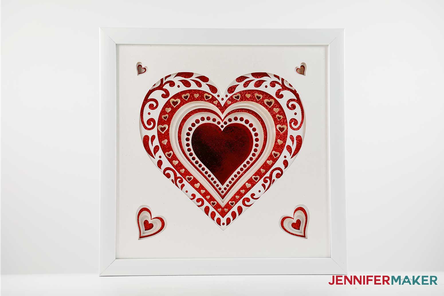 Heart layered design with solid background