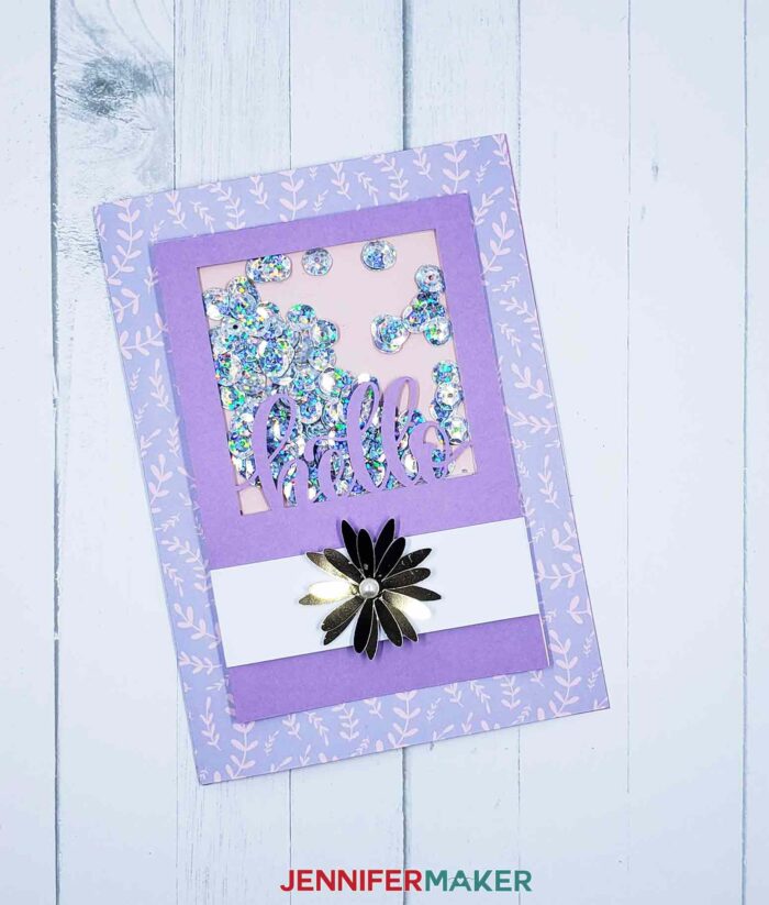 purple shaker card with a flower