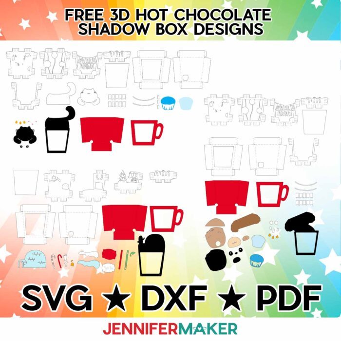 Get free Hot Chocolate Shadow Box SVG, DXF, and PNG designs