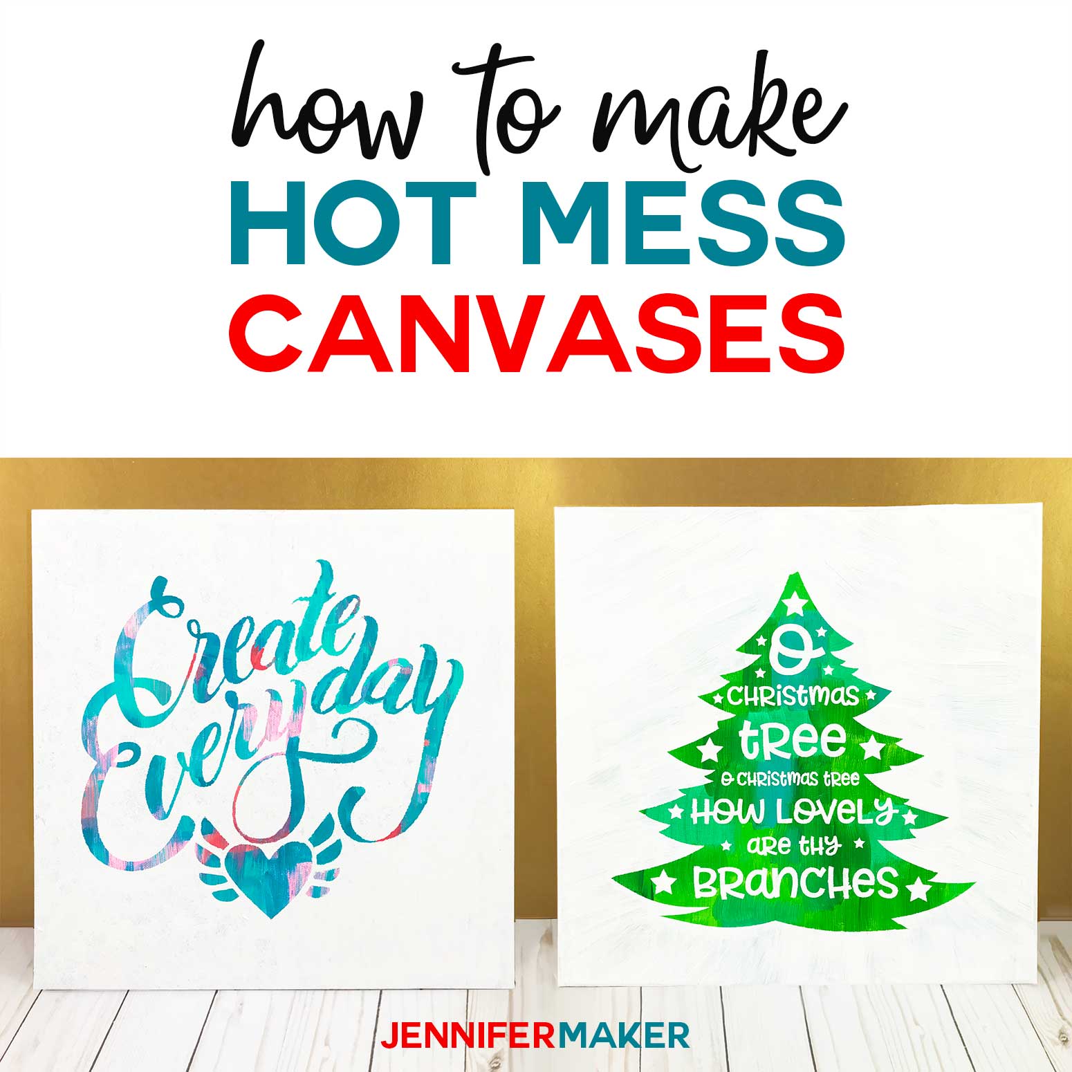 How to make hot mess canvas projects with a Cricut #cricut #canvas #paint #vinyl #svgcutfile