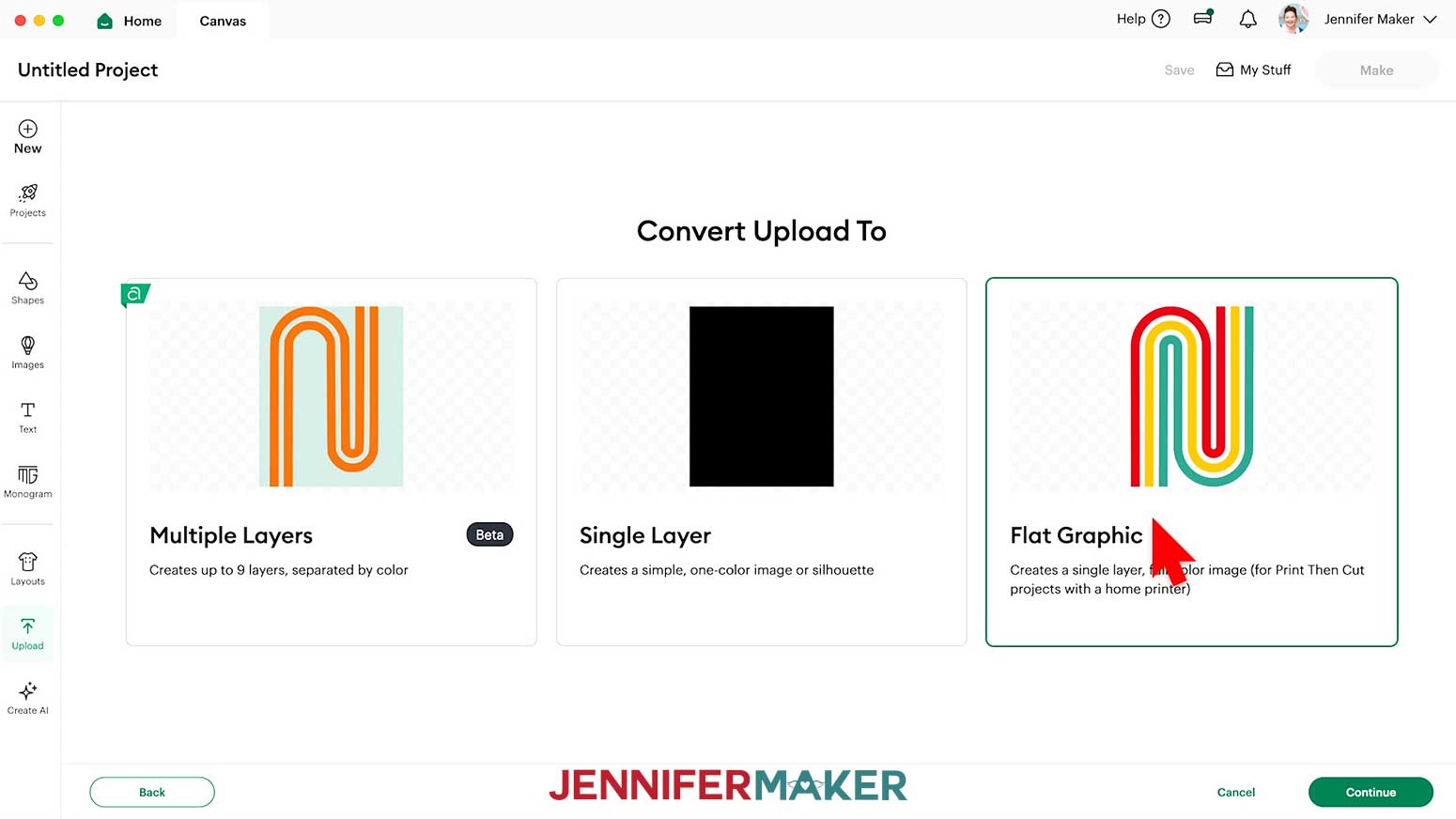 Select the option for Flat Graphic and click Continue.