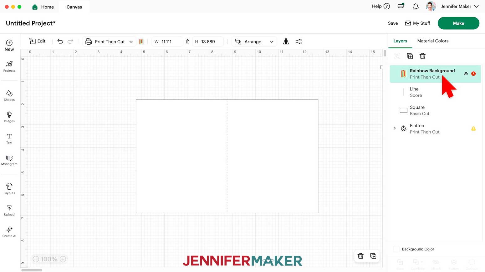 Click and drag the rainbow background layer to the top of the Layers panel.