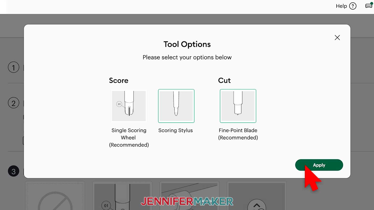 On the Tools options, select the scoring stylus and click Apply.