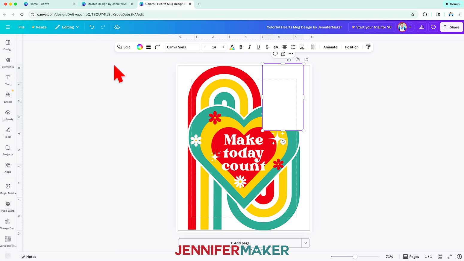 Resize the square to a rectangle to cover the extending ends of the rainbow background.