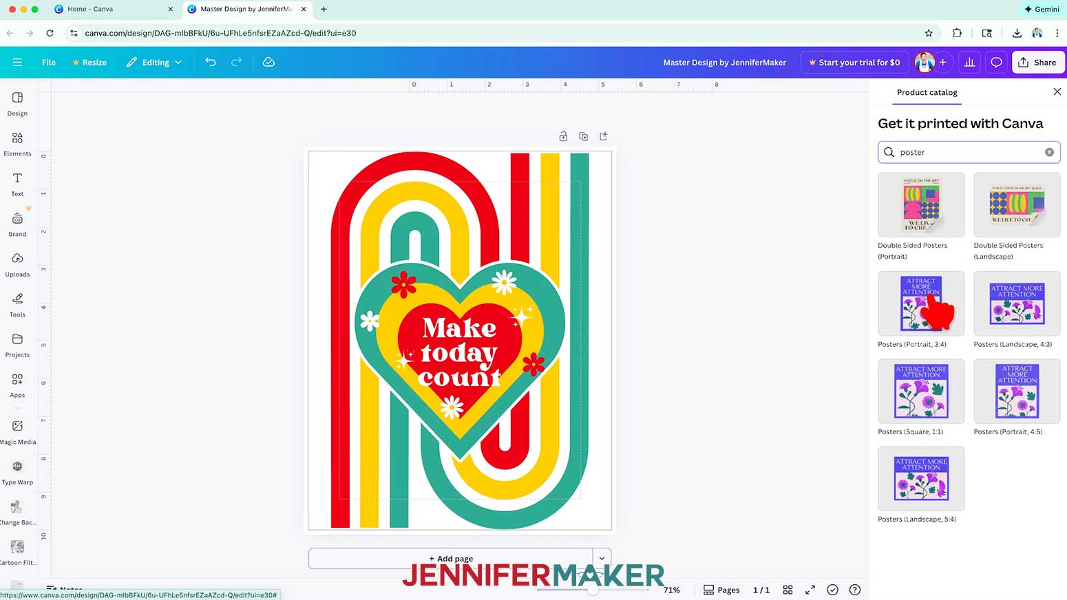 Search for poster and select the Poster Portrait 3:4 option.