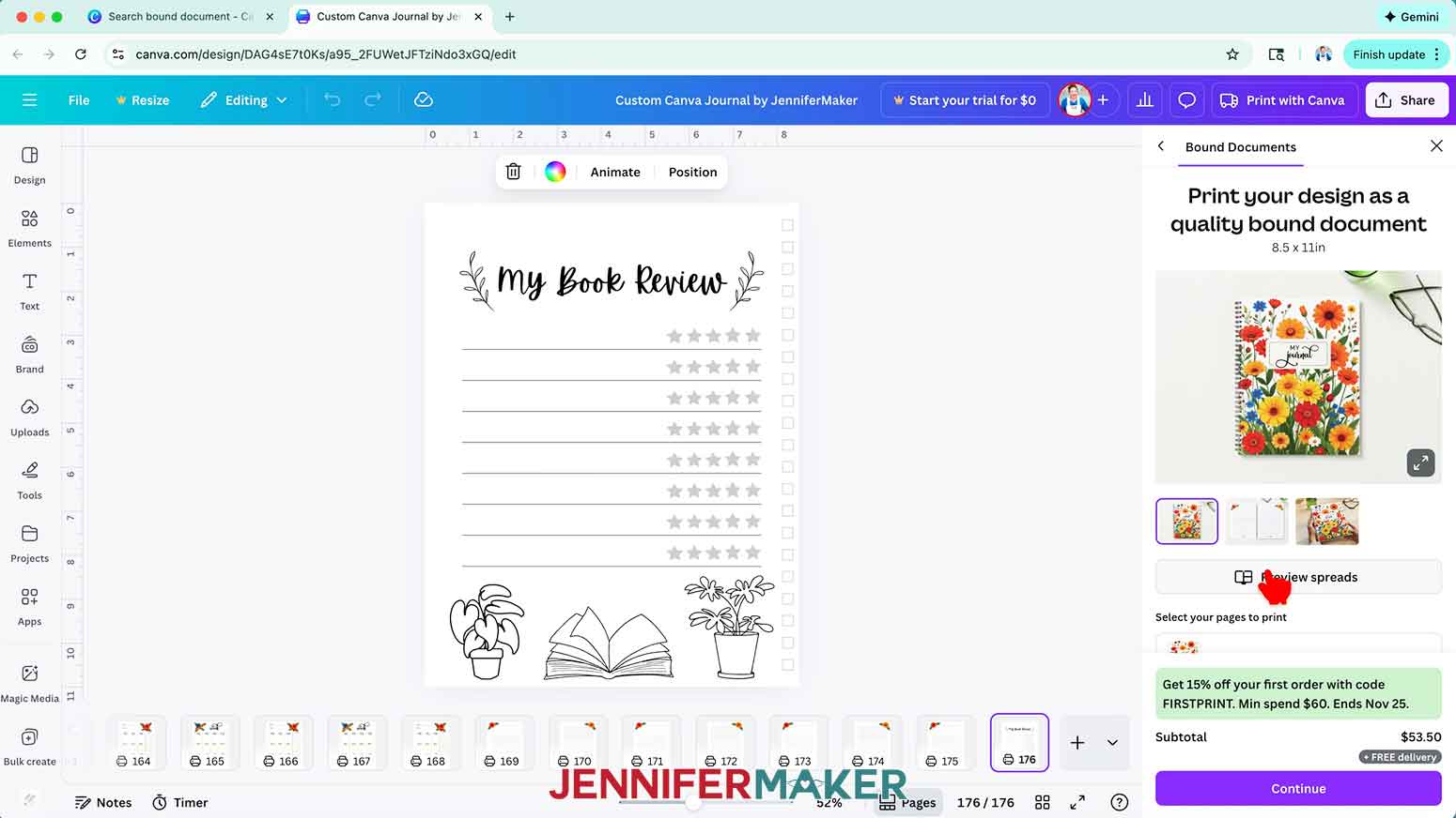 The custom book review page is complete.