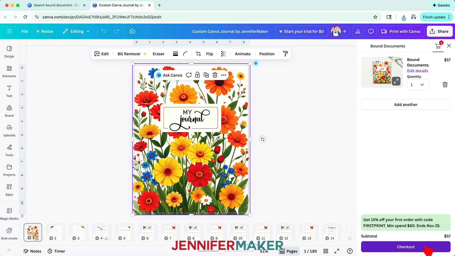 Click on the purple "Checkout" button in the lower right corner.