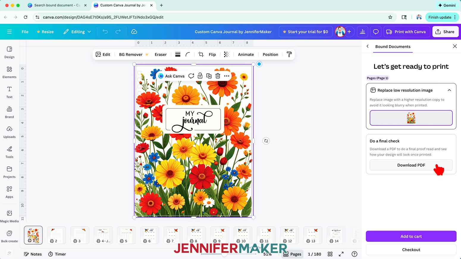 Download the PDF version of the journal to do a final check before ordering the document.