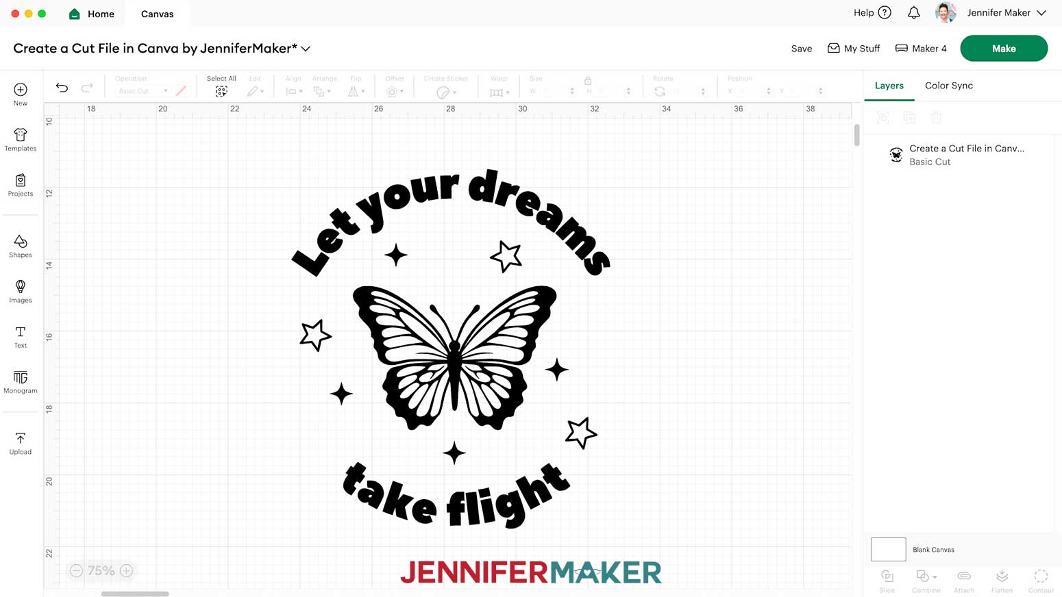 The design is resized and ready to Make.