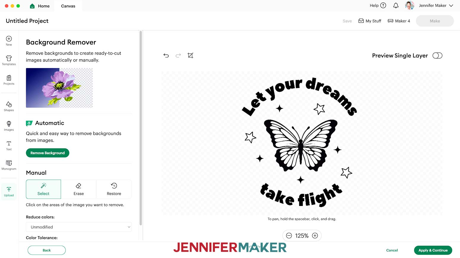 The finished design with a clear background will have the light grey checks visible on the screen.