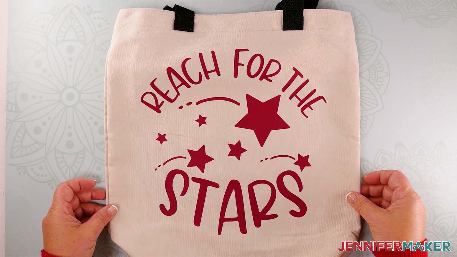 Image showing the completed tote bag with the iron on stars design.