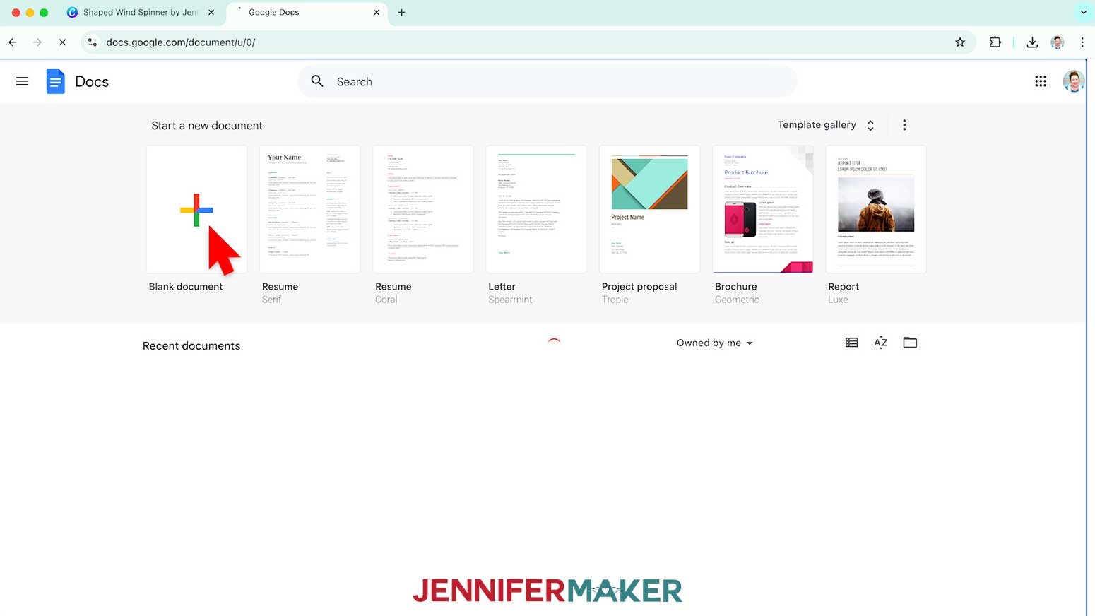 Click Blank Document to begin printing the design for the shaped wind spinner.