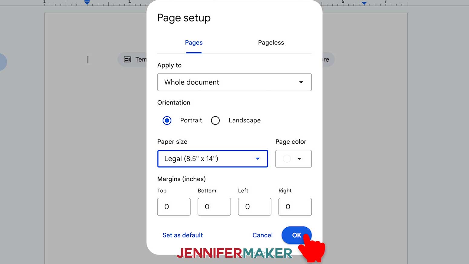 Choose the correct paper size for the design and set the margins to zero to create a document for printing the shaped wind spinner.