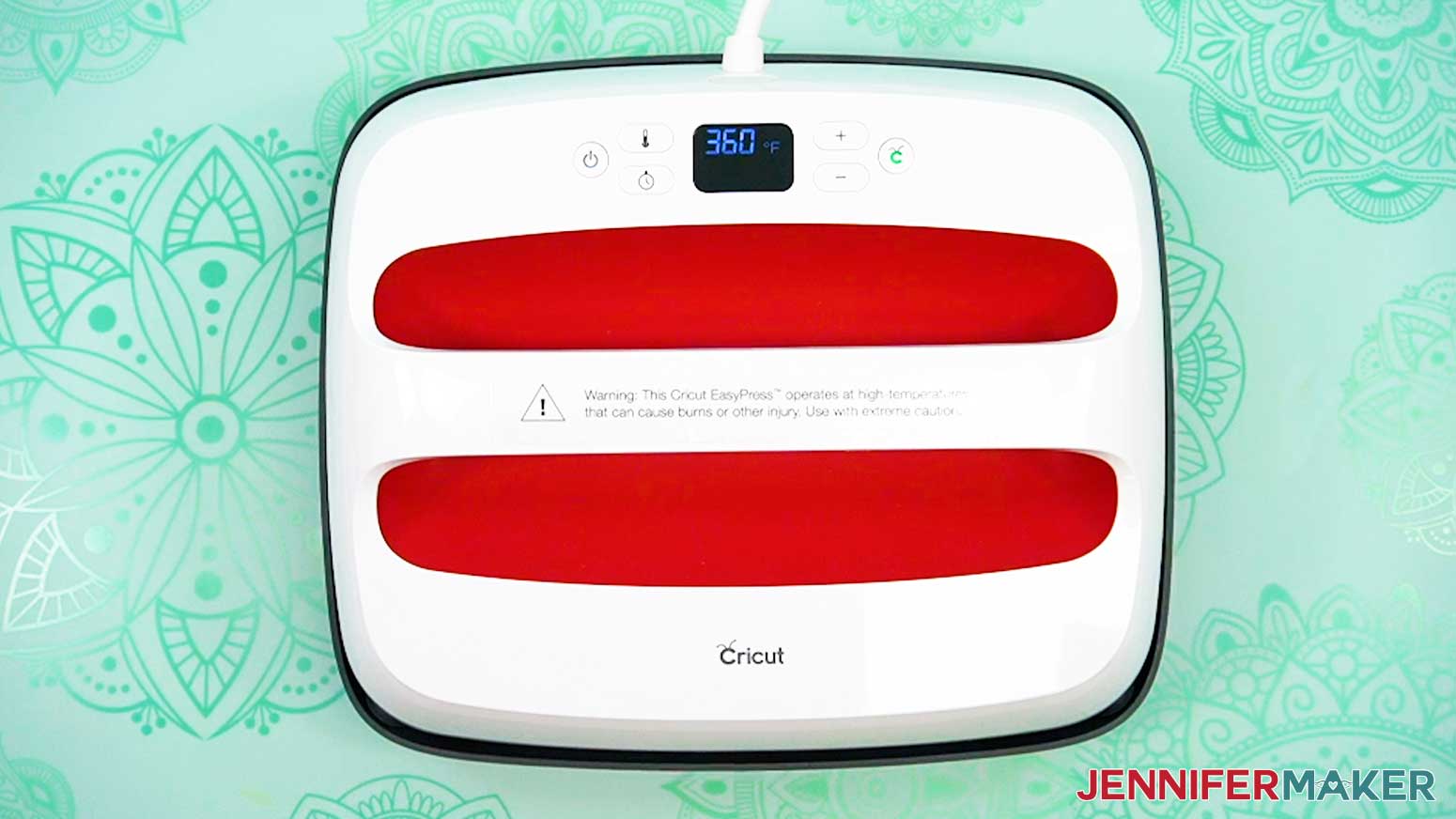 Set the Cricut Easy Press to three hundred sixty degrees Fahrenheit.