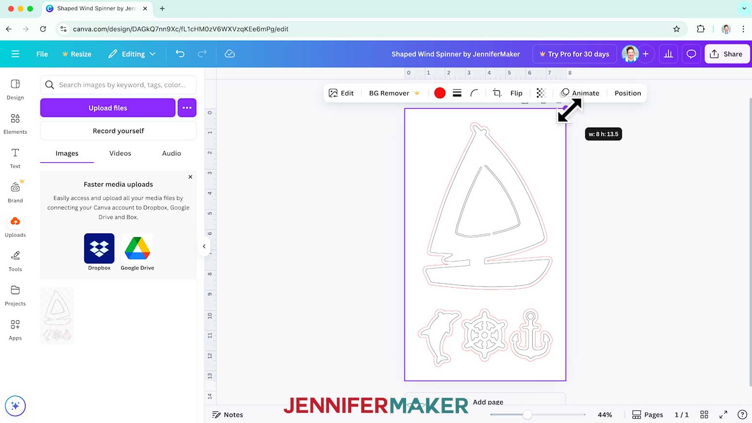 Resize the Shaped Wind Spinner template to fit the size of the document.