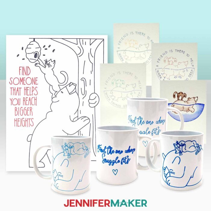 Various projects made using Cricut's pen and drawing features.