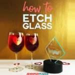 How to etch glass the easy way with vinyl decals cut on your Cricut and Armour Etch! #cricutmade #cricutdesignspace #etching #diyhomedecor #diygift