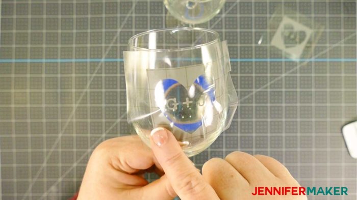 Applying a vinyl decal to the curved surface of a wine glass for etching with Armour Etch