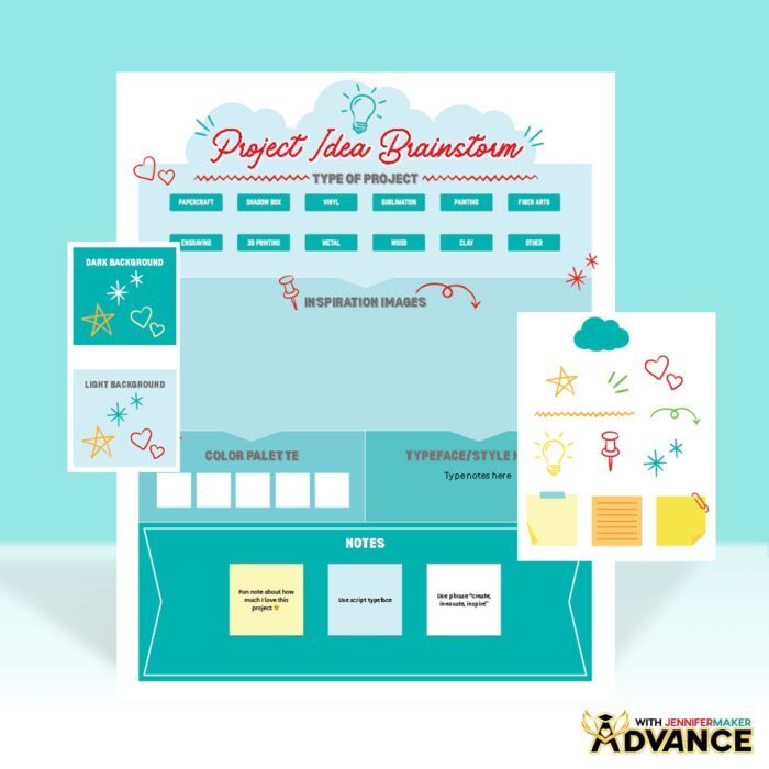 A custom mood board template for projects of any type from the Advance with JenniferMaker membership program.