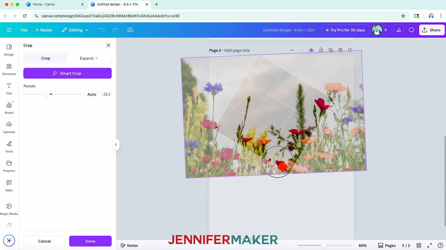 Double Click the Canva Frame to edit the contents of the frame.