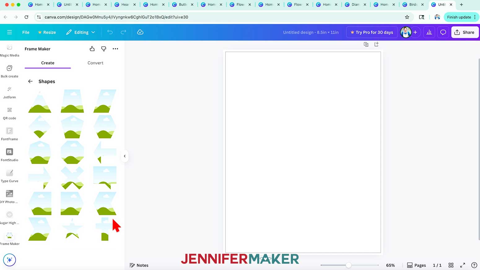 Select a ready to use shape in the Frame Maker app to make a frame in Canva.
