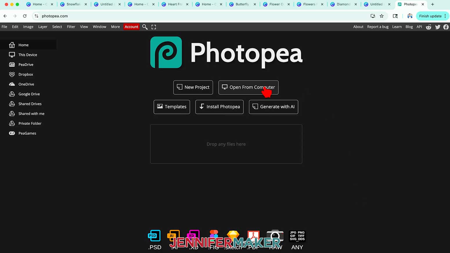 Click Open From Computer to open the element saved from Canva to start creating the Canva Frame file.