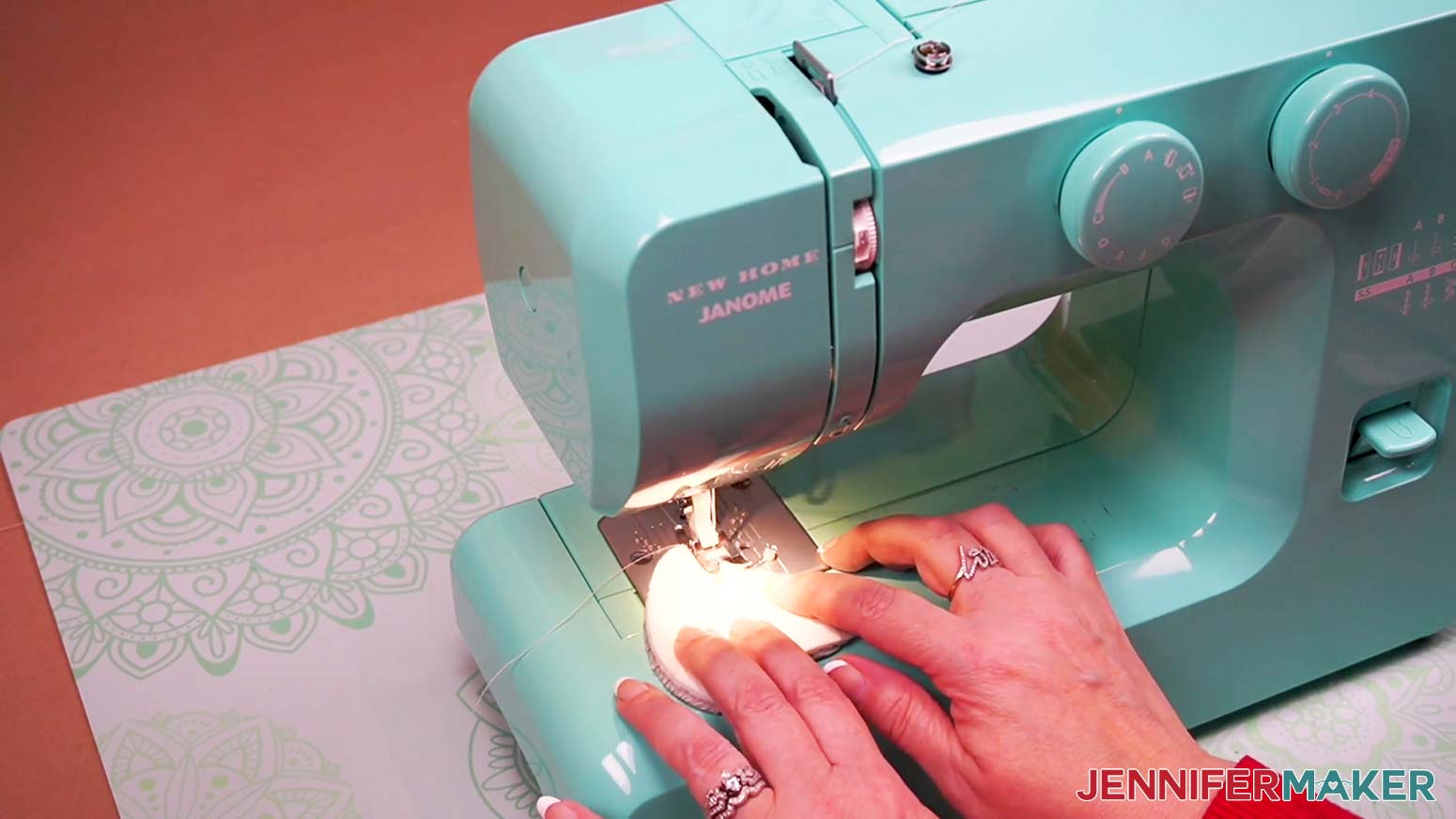 How to make a stuffed animal with a Janome teal sewing machine straight stitch ears