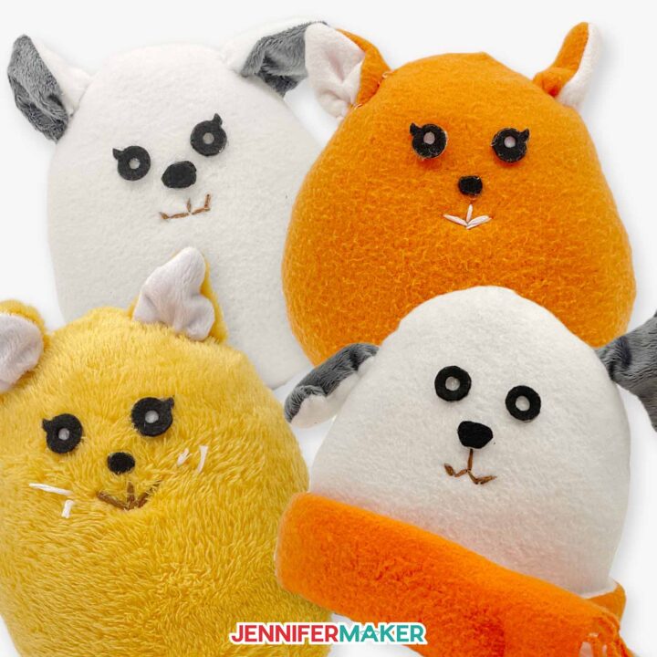 Colorful cute plushie animals.