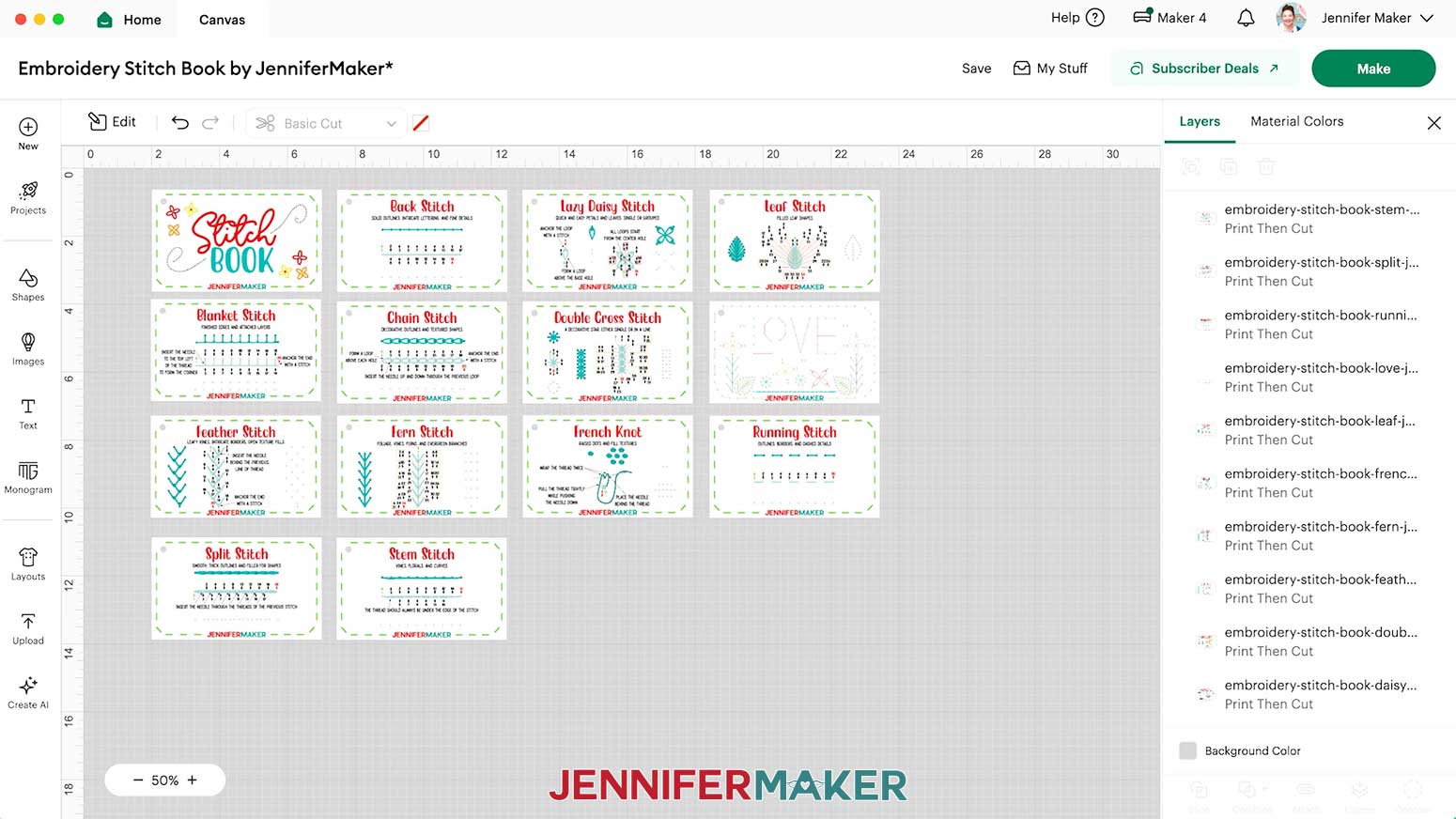 The Embroidery Stitch Book cards are ready to make.