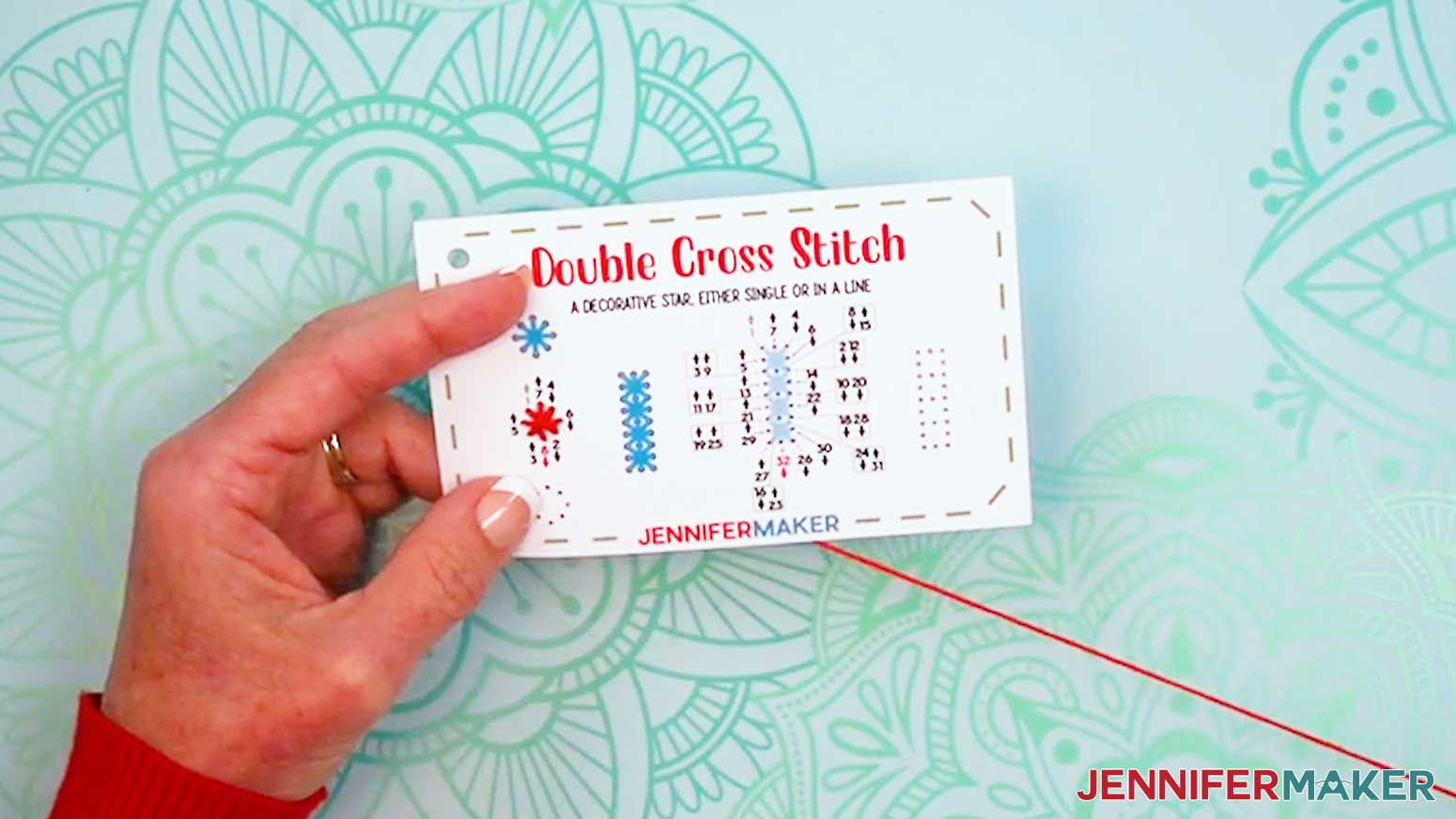 Add a plus shape to the top of the cross shape to finish the single Embroidery Stitch Book Double Cross Stitch design.