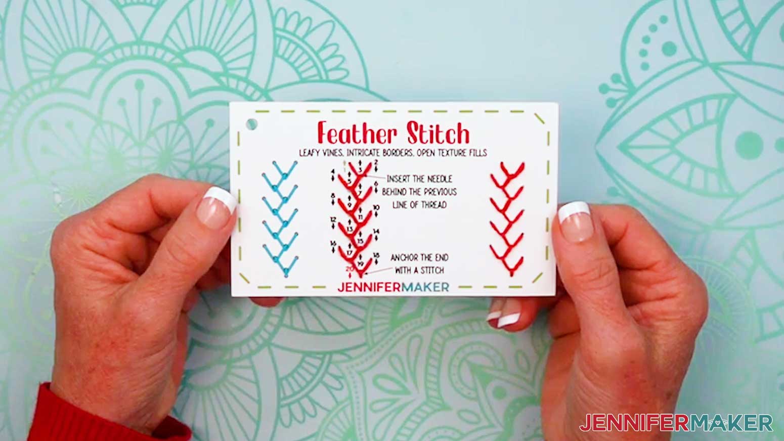 The Embroidery Stitch Book Feather Stitch page is complete.