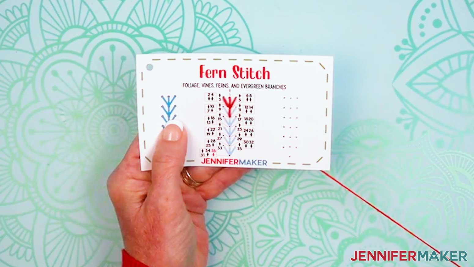 Make the second vertical line for the next set of stitches on the Embroidery Stitch Book Fern Stitch page.
