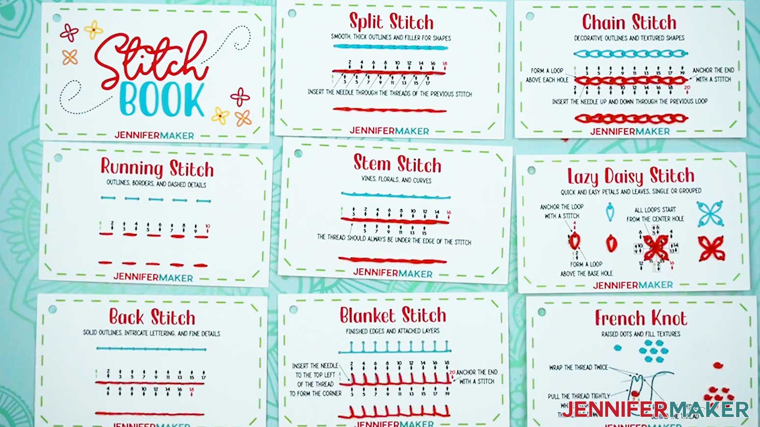 All the pages of the Embroidery Stitch Book are complete.