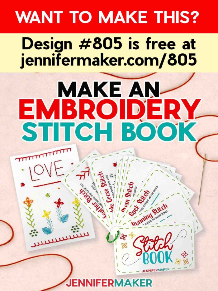 Want to make this? Design #805 is free at jennifermaker.com/805. Make an embroidery stitch book.