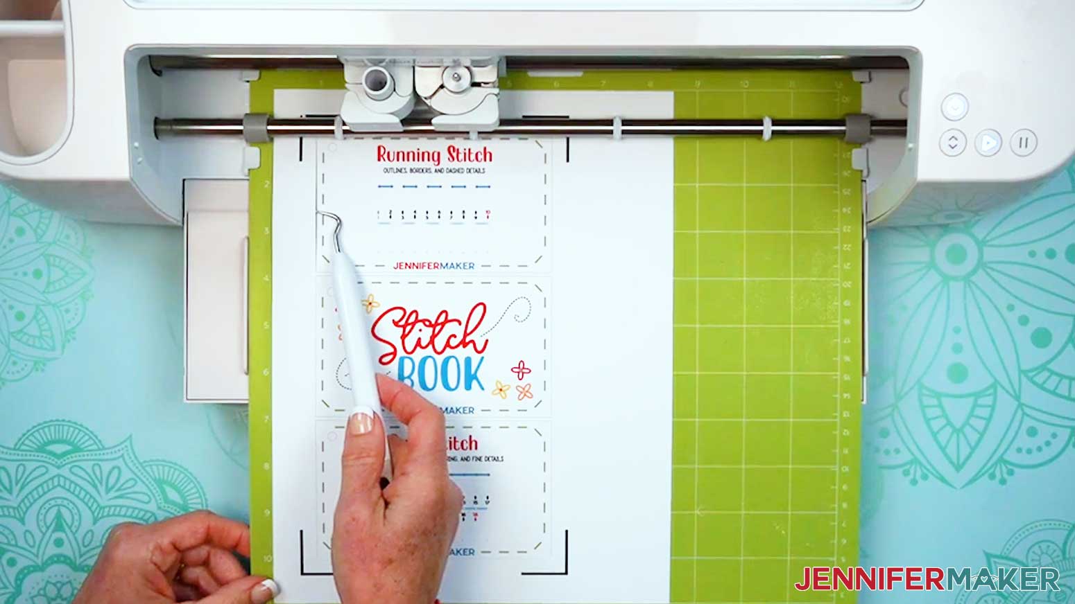 Check to make sure the cuts are completely through the paper for the Embroidery Stitch Book before removing them from the machine.