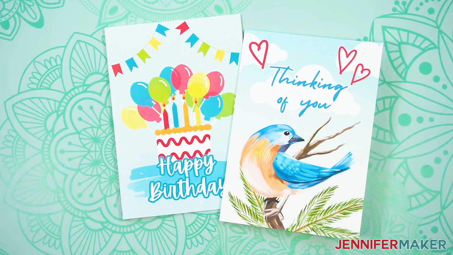 Two finished foldover cards for the How to Make Canva Templates project.