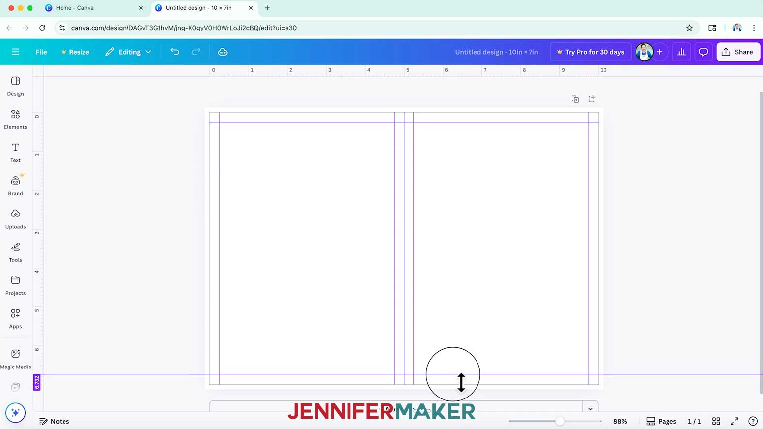 Set quarter-inch guides around your canvas to keep important parts of your design away from the card's edges.