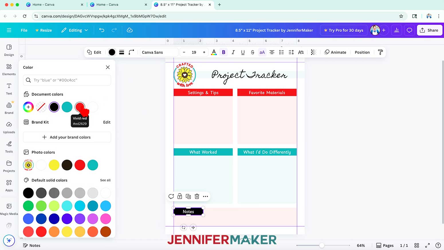 To change the color of a title bar in your Canva tracking sheet design, select it, click the &ldquo;Unlock&rdquo; button if needed, and then click the color swatch in the top bar to choose a new color.