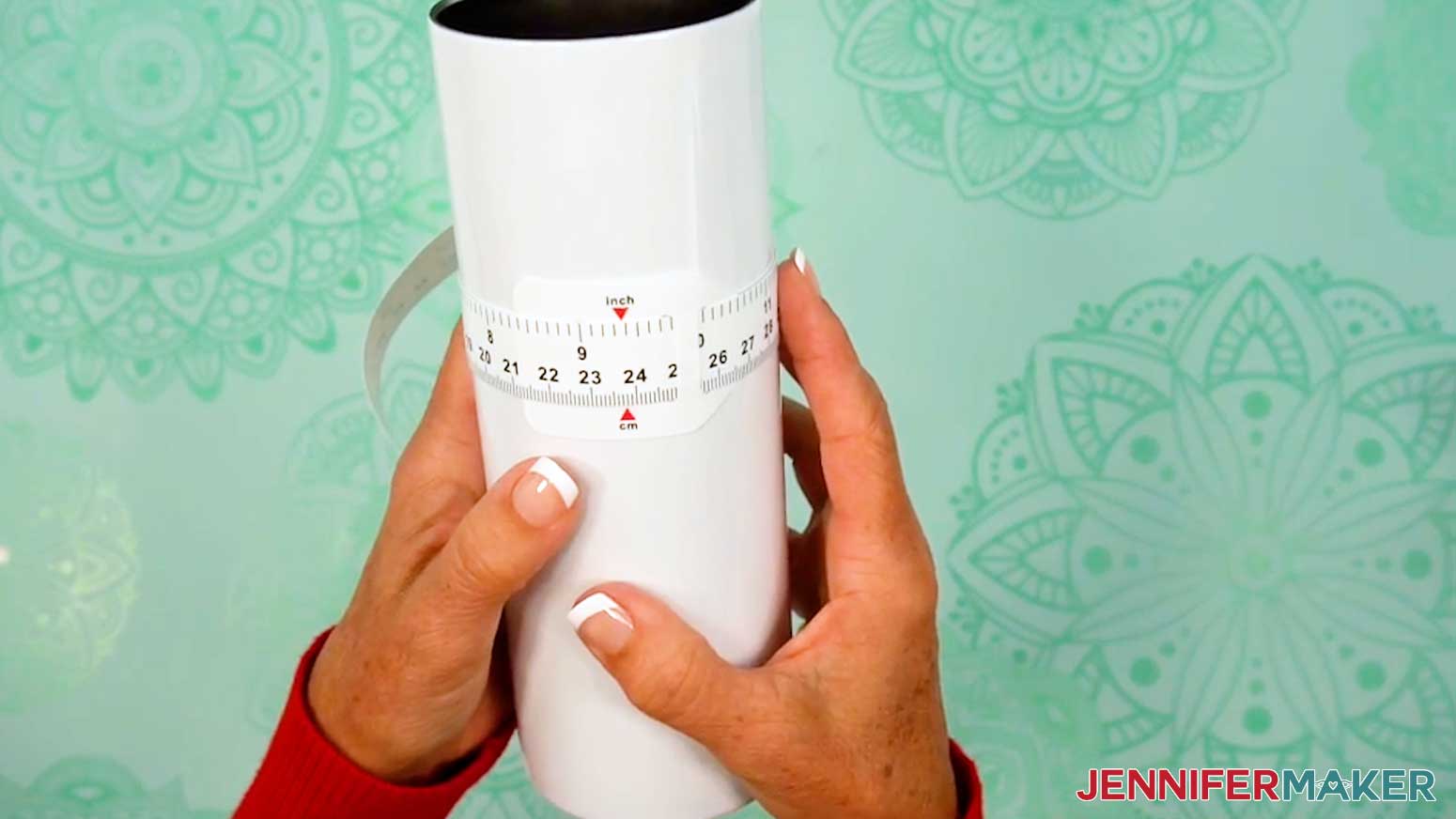 Use a looped measuring tape to find your tumbler’s circumference to get the width for your Canva template.