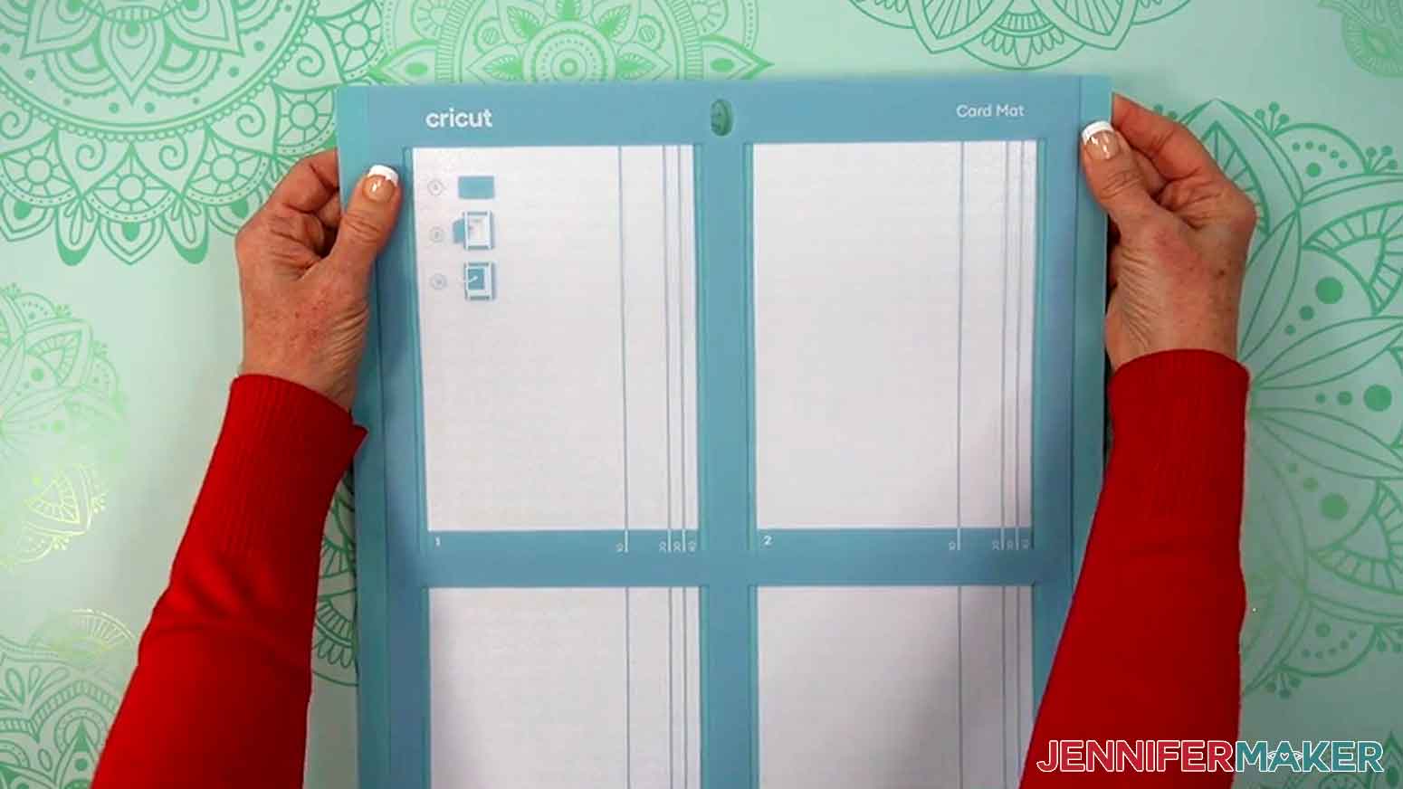 The cricut card mat is shown empty so you can coordinate with Design Space on which slot to add your card to.