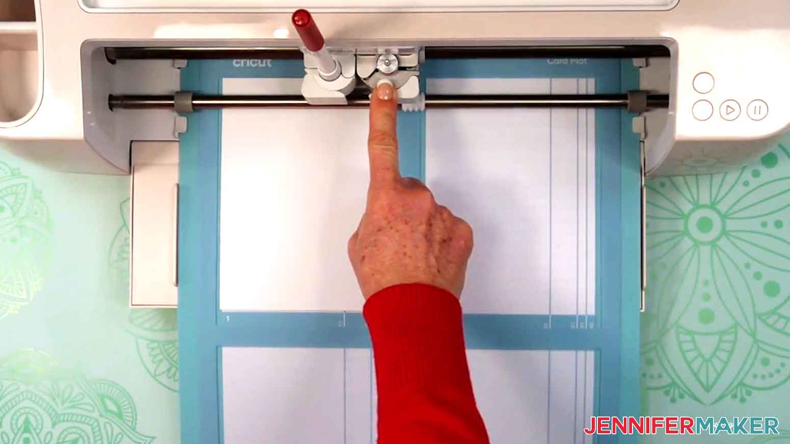 The Cricut clamps are shown holding two different types of tools a pen in clamp A and the fine point blade in clamp B.