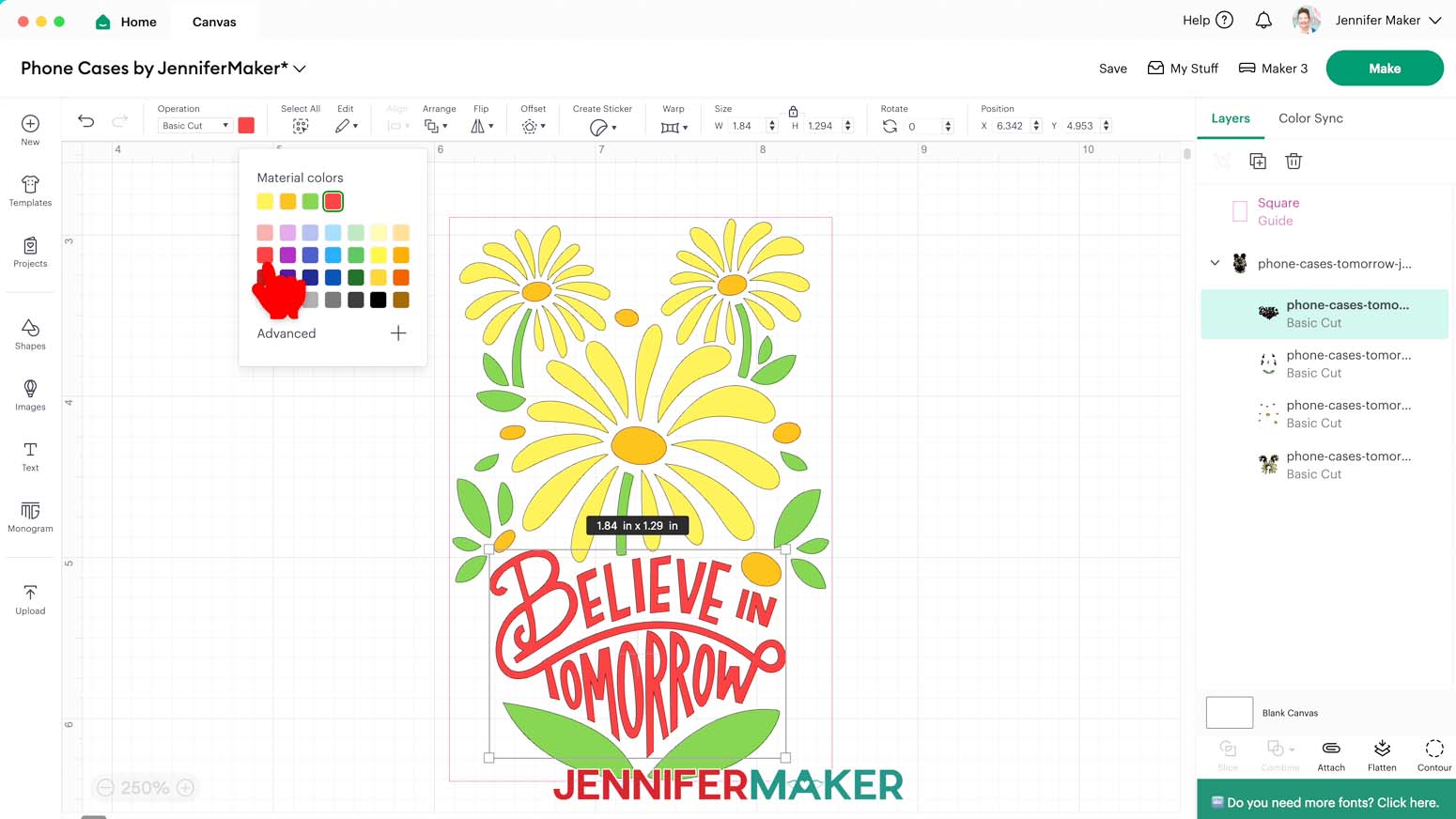 Use the color menu to change the text to red.