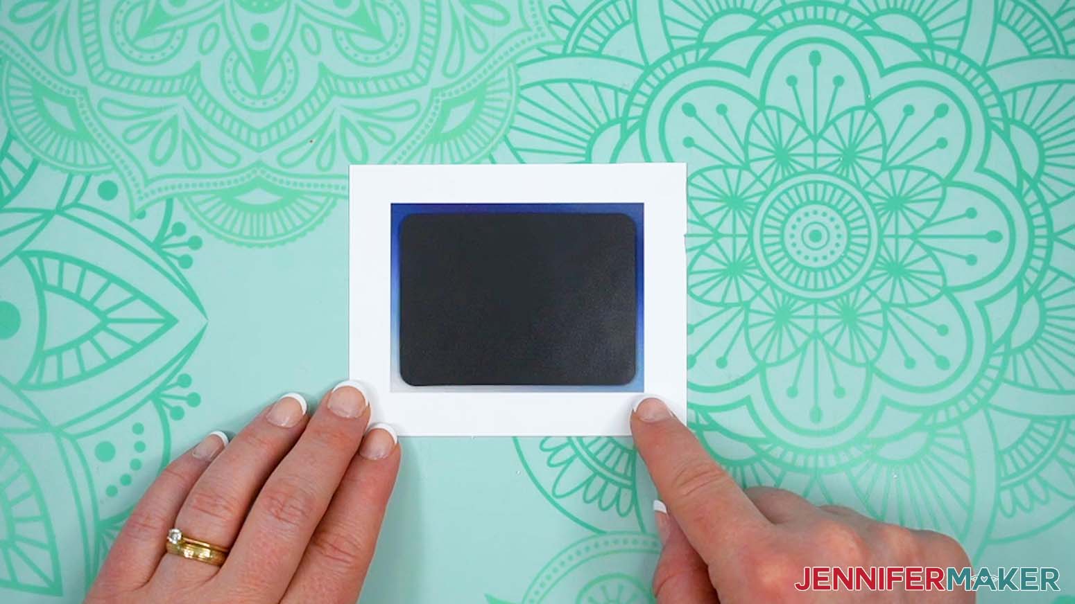 Place the magnet face down in the center of the sublimation print.