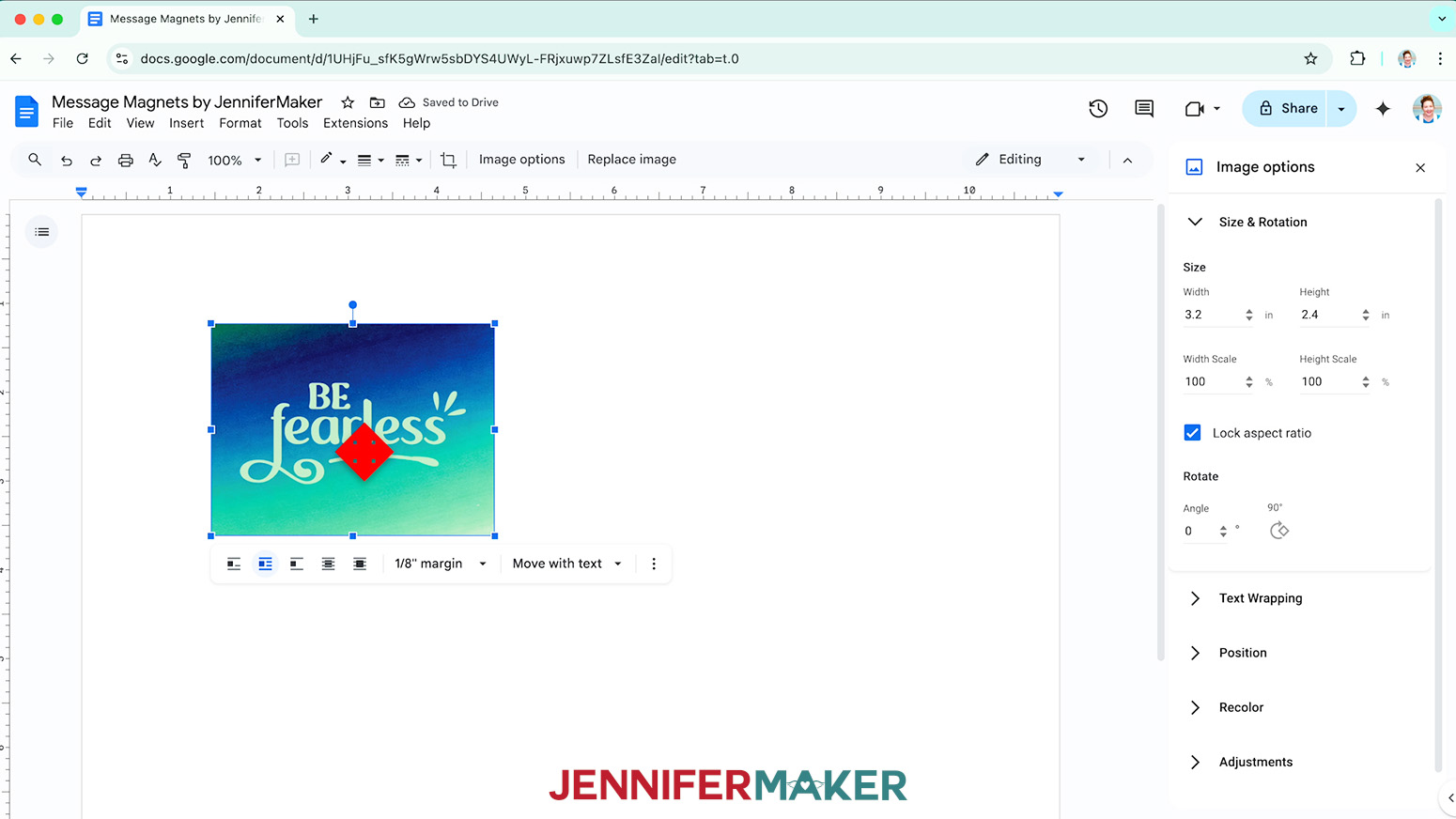 Place the first design in the upper left quadrant of the Google docs page.