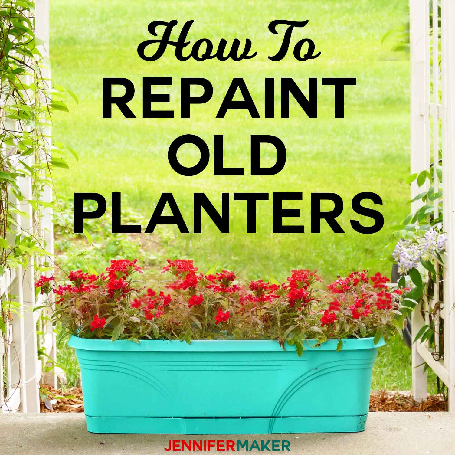 How to Spray Paint Plastic Planters #upcycle #refresh #outdoorliving #spraypaint