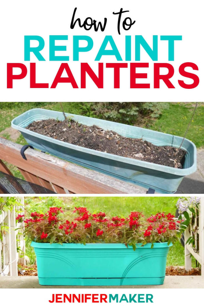 Learn how to paint plastic planters to refresh your container garden this year. By simply spray painting plastic planters in any color or style that suits you, your garden will be upgraded quickly and easily! #diy #tutorial #containergarden